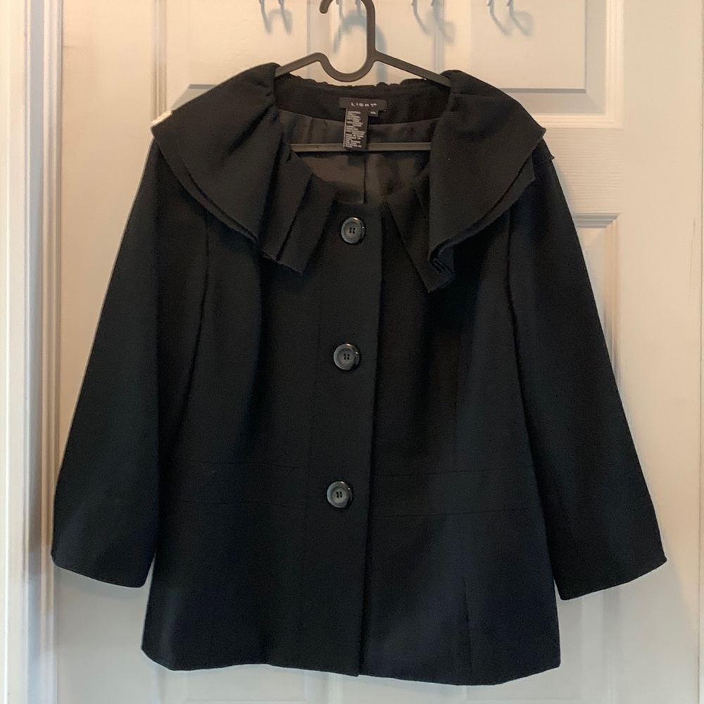 LIGHT retro-style black wool and viscose jacket